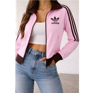 ADIDAS Girls Light Pink Upright Collar OG Beckenbauer TT Track Jacket Size XS